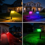 Fabrito Color Changing Solar Spot Lights Outdoor 10 Pack, [6+1 Lighting Modes] Auto On/Off RGB Spotlights, Waterproof Multicolor Landscape Lights for Garden, Tree, Halloween, Christmas