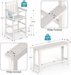 Ciokea Outdoor Bar Height Table Set of 5, 60" Extra Long Rectangle High Top Table and 4 Oversized Adirondack Chairs Set, Heavy-Duty All-Weather HDPE Patio Bar Set for Backyard Balcony Deck, White