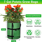 7 Gallon Potato Grow Bags with Viewing Window, 300G Nonwoven Garden Planting Pots, Heavy-Duty Surround Handles for Gardening Supplies (2Pack Grow Bags)