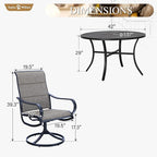 Sophia & William Patio Sets 5 Pieces Patio Dining Set for 4, Textilene Swivel Dining Chairs Padded with Round Metal Dining Table Outdoor Dining Furniture All Weather Textilene for Garden Porch