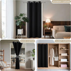 Joydeco Blackout Door Curtain for Doorway Privacy 84 Inches Long, Grommet Closet Curtain for Open Closet, Room Divider for Bedroom Living Room (Black, 52Wx84L, 1 Panel)