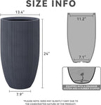 Kante 24 Inch Tall Round Concrete Planter, Large Indoor Outdoor Plant Pots with Drainage Hole and Rubber Plug, Modern Decorative Garden Pots for Home Patio Porch, Textured Charcoal