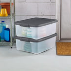Sterilite 6-Pack ShelfTote, Clear Plastic Storage Bins with Lids, 25 Quart, Gray - Stackable Organizing Container Boxes for Closet, Bathroom, and Office