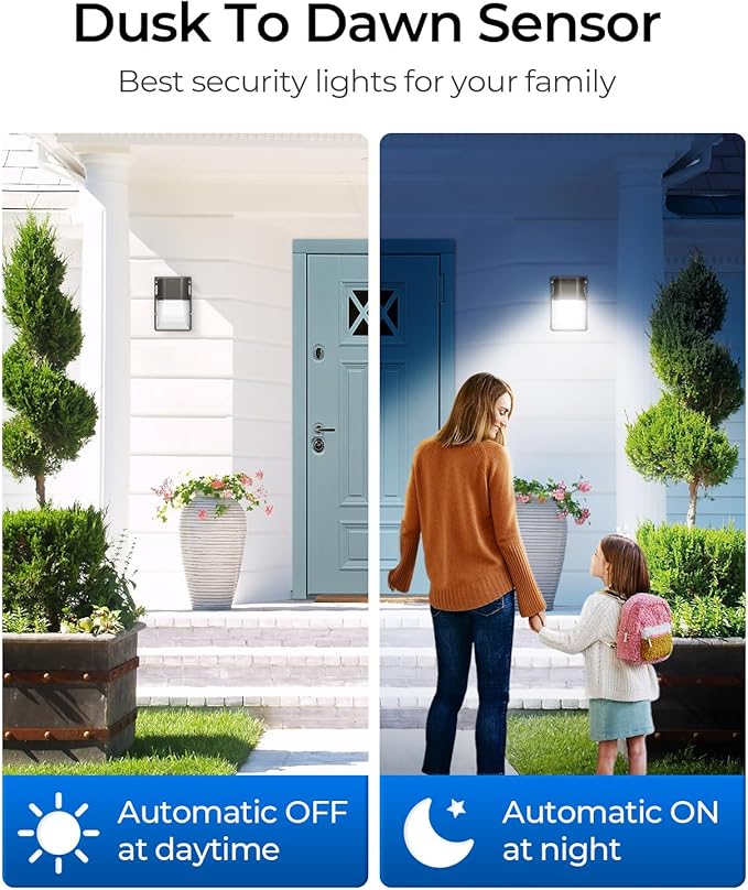 CINOTON 30W 3CCT LED Wall Pack Light with Dusk to Dawn Sensor, 3000K/4000K/5000K Selectable, 3600LM, Outdoor Wall Lights IP65 Waterproof LED Security Flood Lighting for Garage Porch UL-Listed 4 Pack