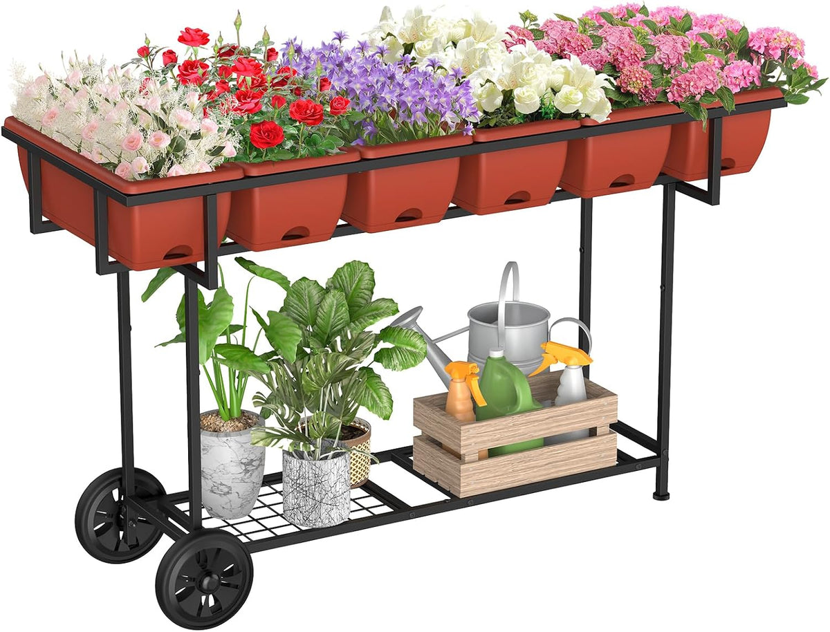 ybing elevated garden bed with wheels outdoor 42x17x30in, main product view