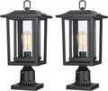 Beionxii 19Inch Dusk to Dawn Outdoor Post Lights,Lamp Post Light Fixture | Waterproof with Pier Mount Base,Anti-Rust Aluminum Lamp Posts Outdoor Lighting for Garden,Patio,Hardwired 120V,A197P-2PK/BS-N