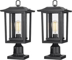 Beionxii 19Inch Dusk to Dawn Outdoor Post Lights,Lamp Post Light Fixture | Waterproof with Pier Mount Base,Anti-Rust Aluminum Lamp Posts Outdoor Lighting for Garden,Patio,Hardwired 120V,A197P-2PK/BS-N