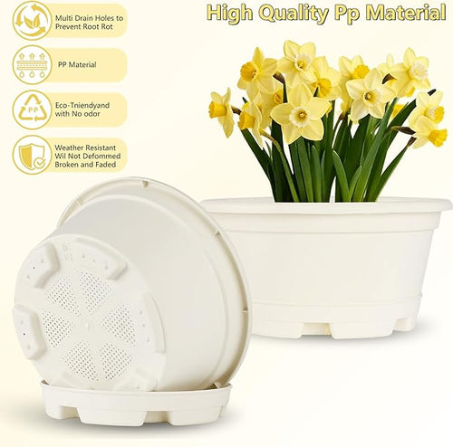 5 Packs 13 inch Plant Pot Modern Decorative Garden Pot with Saucer, Large planters for Outdoor Plants,Decorative Flower Pots