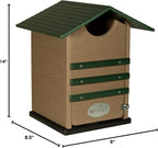 Poly Screech Owl Nesting Box, Saw-Whet and Kestrel Owl House, Green and Tan
