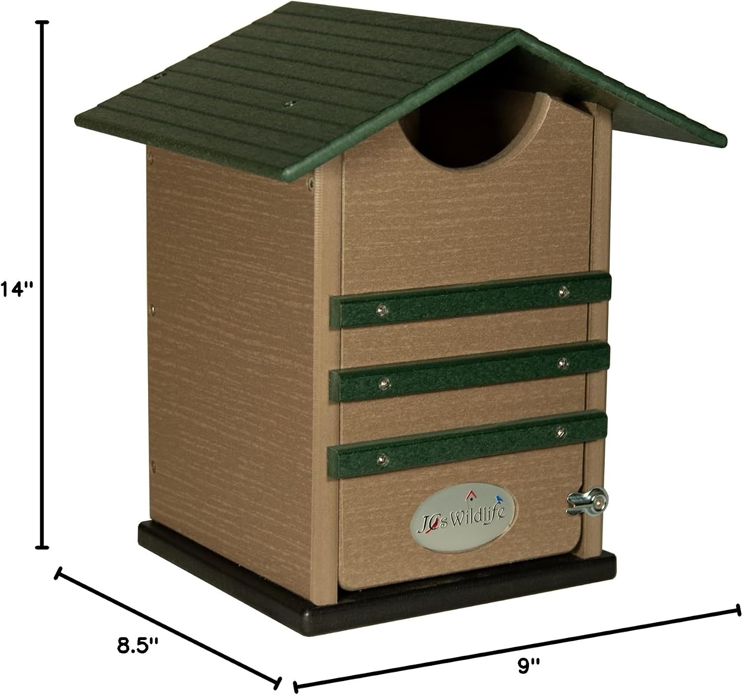 Poly Screech Owl Nesting Box, Saw-Whet and Kestrel Owl House, Green and Tan