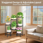 LASZOLA 7 Tiered Folding Plant Stand Indoor for Multiple Large Planter, Tall Heavy Duty Adjustable Rack with Rust Proof Plastic Shelving, Sturdy Vertical Tree Organizer for Narrow Inside Floor, Black