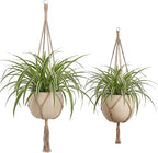 EBOOT 2 Pack 33 48 Inch Large Macrame Plant Hanger Rope to Hang Flower Pot Plant Holder for Indoor Outdoor Decorations, 4 Legs (Linen Color)