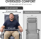 EVER ADVANCED Aluminum Zero Gravity Chair, 2.4" Padded, 350 lb Capacity | Oversized Reclining Lounge Chair with Adjustable Headrest and Side Table, Foldable for Camping, Patio, Lawn and Indoor Use