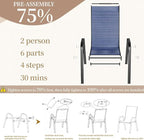 MAMIZO Patio Dining Chairs, Stackable All Weather Teslin Chair, Heavy Duty Outdoor Breathable Chairs Set, w/Armrests, Upgraded Chair FeetW/Strenthened Iron Spacers, 330 LBS (6, Navy Blue)