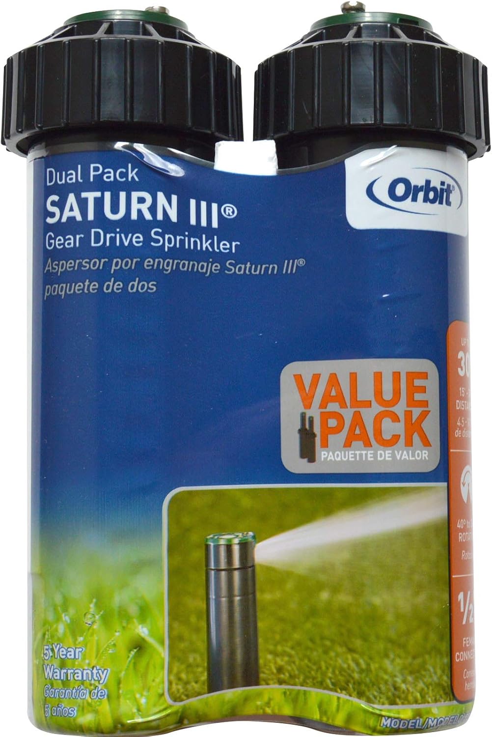 Orbit Watermaster 55461 Voyager 4-Inch Adjustable Pop-Up Gear Drive Sprinkler Head, Black, 2 Count (Pack of 2)