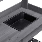 Yaheetech Outdoor Potting Bench Table Potters Benches Garden Workstation for Horticulture with Drawer/Adjustable Shelf Rack/Removable Sink/Hooks/Pads, Gray