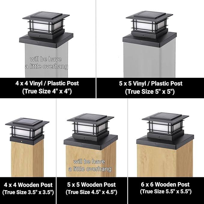 Dynaming 4 Pack Solar Post Cap Lights Outdoor with Flickering Flame Light, Fence Post Solar Lights Fit for 4x4 5x5 6x6 Vinyl/Wooden Posts, High Brightness SMD LED Lighting Decor for Garden Deck Patio