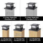 Dynaming 4 Pack Solar Post Cap Lights Outdoor with Flickering Flame Light, Fence Post Solar Lights Fit for 4x4 5x5 6x6 Vinyl/Wooden Posts, High Brightness SMD LED Lighting Decor for Garden Deck Patio