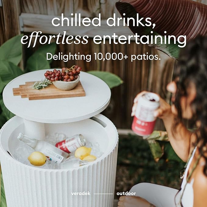 Veradek Outdoor Cooler Side Table - 2 in 1 - Designed for use as Outdoor Side Table, Patio Decor and Ice Chest