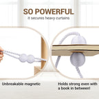 Hion Magnetic Curtain Tiebacks White 4 Pack, Curtain Tiebacks Buckles Holdbacks Holders Hooks Clip for Home Bedroom Office Decorative Thick or Thin Curtain