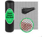upgraded plastic chicken wire fence mesh(24inx20ft) - black/green/white shown in use
