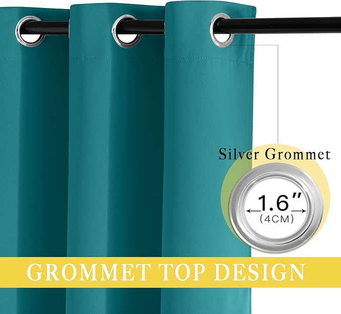 NICETOWN Sliding Glass Door Curtains for Window, Grommet Wide Thermal Curtain Sound Dampening Window Drape for Living Room/Bedroom (Peacock Teal, W80 x L84, 1 Panel)