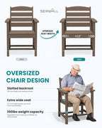 SERWALL Outdoor Dining Set for 6, HDPE Furniture Set with Umbrella Hole, All Weather Bench & Chairs, Coffee Table
