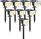 btfarm Solar Spot Lights Outdoor Waterproof, 8 Pack/3 Modes Motion Sensor Lights, Solar Powered Spotlights 2-in-1 Auto On/Off for Outside Pathway Yard Garden Landscape Lighting, Warm White