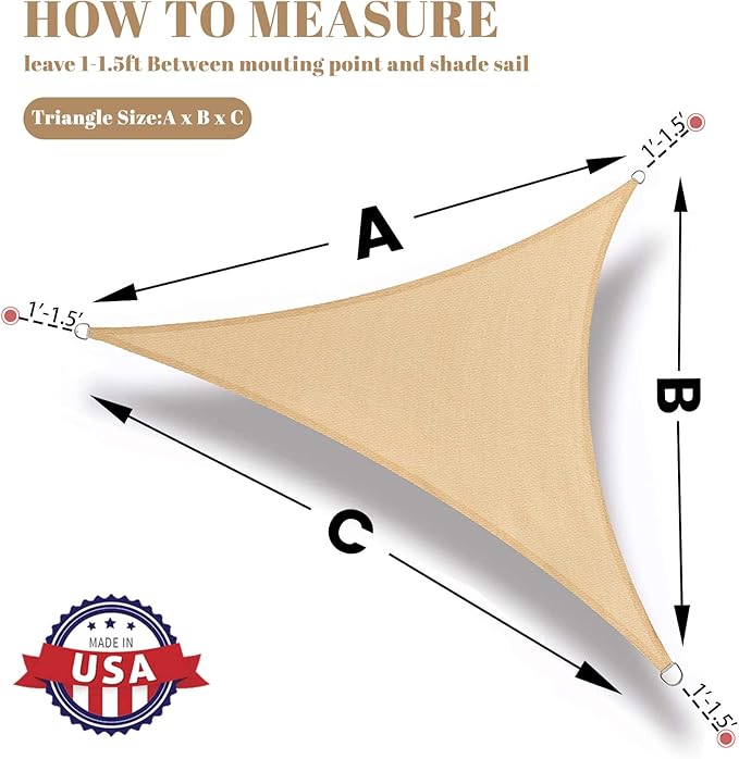 SUNLAX Custom Size 13'x23'x26.4' Sand Sun Shade Sail Right Triangle UV Block Sunshade for Backyard Yard Deck Patio Garden Outdoor Facility (Customized)