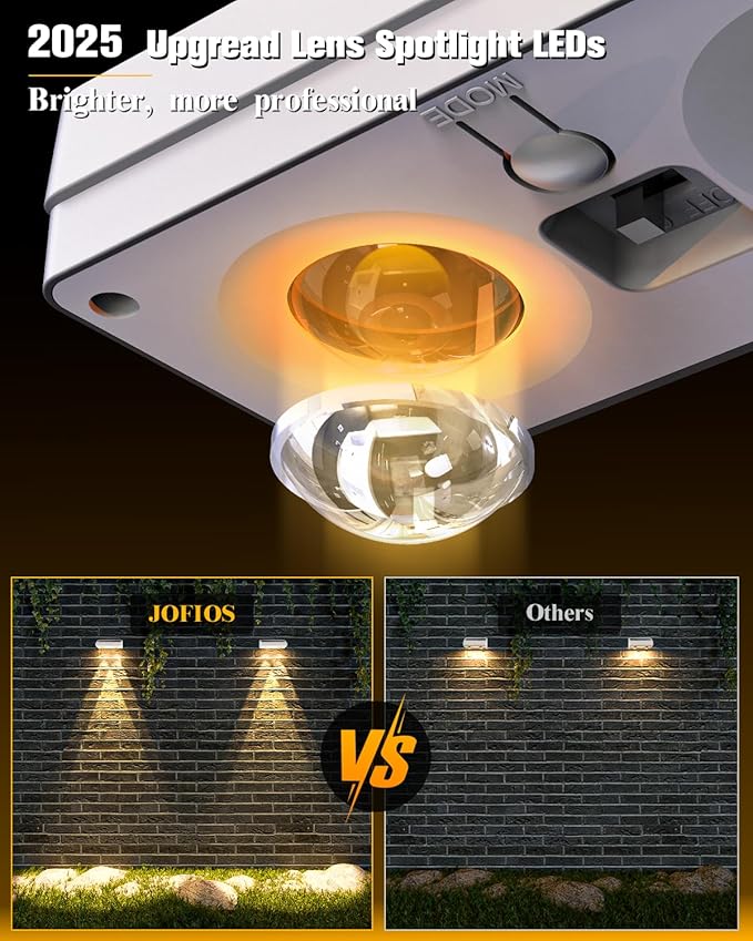 Solar Fence Lights 16 Pack, 50 Lumens Outdoor Solar Lights with 12 Modes RGB Color Glow LED，Waterproof, Solar Lights for Patio, Backyard, Deck, Fence, Railing(White Shell)