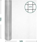 Hardware Cloth 1/2In 16inx50ft 19 GA Chicken Wire Fencing Roll | Double-Layer Hot-dip galvanized, welded wire mesh. For poultry netting, garden fencing, tree guards, animal enclosures.