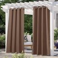 NICETOWN Bedroom Curtain 84 inches Long, Thermal Insulated Light Blocking Rustproof Grommet Blackout Indoor/Outdoor Patio Shades for Living Room/Cottage, 1 Panel, W52 by L84, Tan