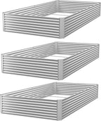 3 Pack Corrugated Galvanized Steel Raised Garden Bed Outdoor, Metal Above Ground Garden Bed for Vegetables and Flowers, Rectangle Raised Beds for Gardening-36x18 inch