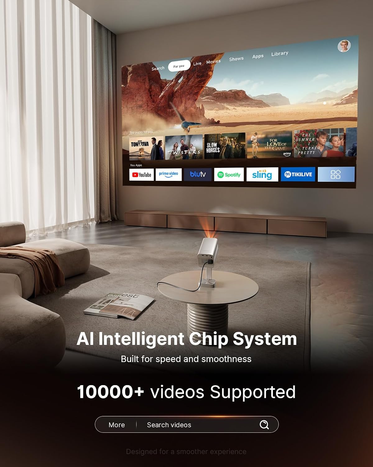 [Compatible with Netflix & TOF Real-time Focus] Mini Projector with WiFi and Bluetooth, XuanPad Gold Smart Projector 4K Support, Dolby Audio & Keystone for Home Presentation Boards, Display Booths