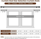 1” Diameter Curtain Rods Itself is 30 to 45 inch 1 Pack Fit 30-39 inch Window with Heavy Duty Adjustable Rod Matte Black Splicing Metal Extra Long Curtain Rod for Windows