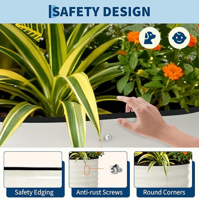 Garvee 2 Pack Galvanized Raised Garden Beds - 6x3x2ft Planter Box for Vegetables, Flowers, Rust-Resistant Garden Box, Easy Assembly Raised Beds, Durable Planters for Outdoor Plants, Beige