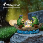 Solar Frog Boating Garden Statue with Ball Light 5.1"Resin Frogs Decor | for Home Front Door Patio Porch Balcony Women Gardeners Moms Wives Girlfriends