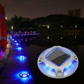 VOLISUN Solar Driveway Marker Lights Dock Marine Led Deck Outdoor 12 Pack | 2 Colors in 1,Solar Powered Waterproof Warning Step Lights for Pathway Garden Sidewalk Walkway (Blue/White)