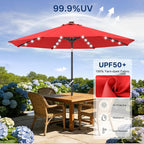 ABCCANOPY Durable Solar Led Patio Umbrellas with 32LED Lights 11FT（Red）