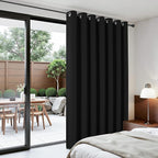 Joydeco Blackout Patio Sliding Door Curtains 90 Inches Long, Grommet Privacy Room Divider Curtains, Extra Wide Thermal Blackout Drapes for Bedroom Living Room (Black, 100Wx90L, 1 Panel)