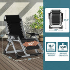 Padded Zero Gravity Chair, Folding Outdoor Lounge Chairs, Adjustable Reclining Camping Chairs with Cup Holder, Ergonomic Patio Lawn Chair for Balcony Beach Deck Yard