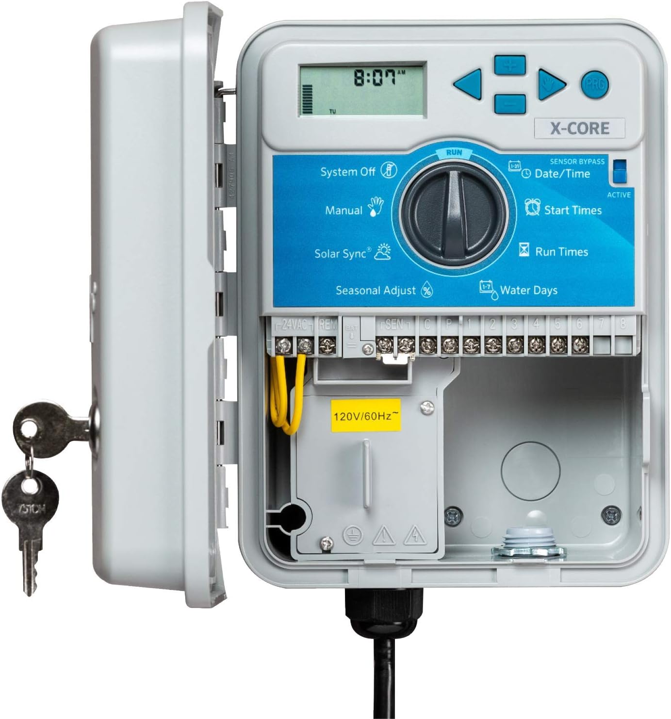 Hunter X-Core 6 Zone Sprinkler Timer, Indoor/Outdoor Sprinkler Controller | 6 station irrigation controller with seasonal adjustment, memory backup, manual controls, and no WiFi needed