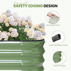 2Pcs 3-in-1 Adjustable Raised Garden Bed Kit | Galvanized Planter Boxes for Vegetables, Flowers | 12" Tall, Multiple Sizes (4x2x1ft, 3x3x1ft, 5x1x1ft) | Outdoor Metal Raised Bed for Gardening, , Green