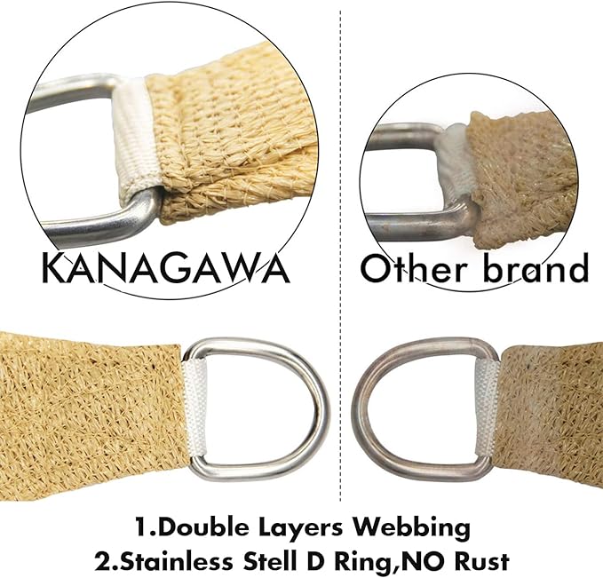 KANAGAWA 12'X20' Sand Custom Size Sun Shade Sail Rectangle UV Block Canopy Cover for Patio Backyard Lawn Garden Outdoor (Customized Available)
