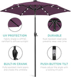 Best Choice Products 7.5ft Outdoor Solar Market Table Patio Umbrella for Deck, Pool w/Tilt, Crank, LED Lights - Amethyst Purple