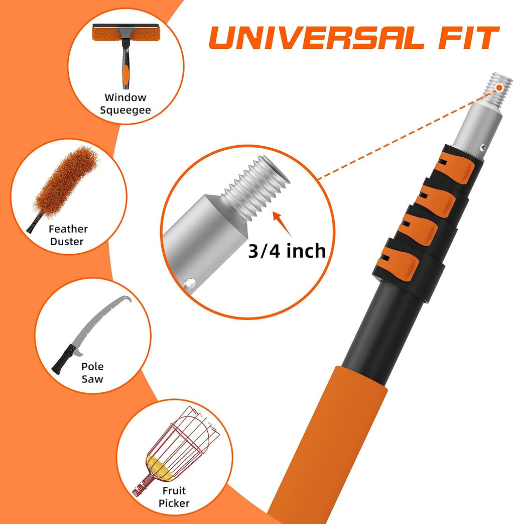 26FT Reach Pole Saws for Tree Trimming, Manual Pole Saw with 5-20FT Telescoping Extension Pole, Pruning Saw with 17" 3X Detachable Saw, Branches Pruner for Garden, Palms & Shrubs Yard Maintenance