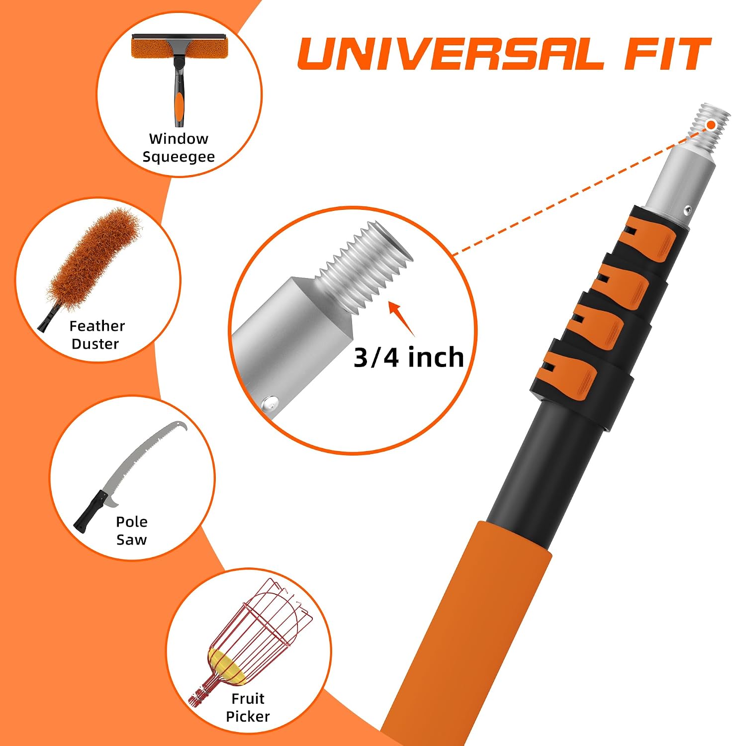 26FT Reach Pole Saws for Tree Trimming, Manual Pole Saw with 5-20FT Telescoping Extension Pole, Pruning Saw with 17" 3X Detachable Saw, Branches Pruner for Garden, Palms & Shrubs Yard Maintenance