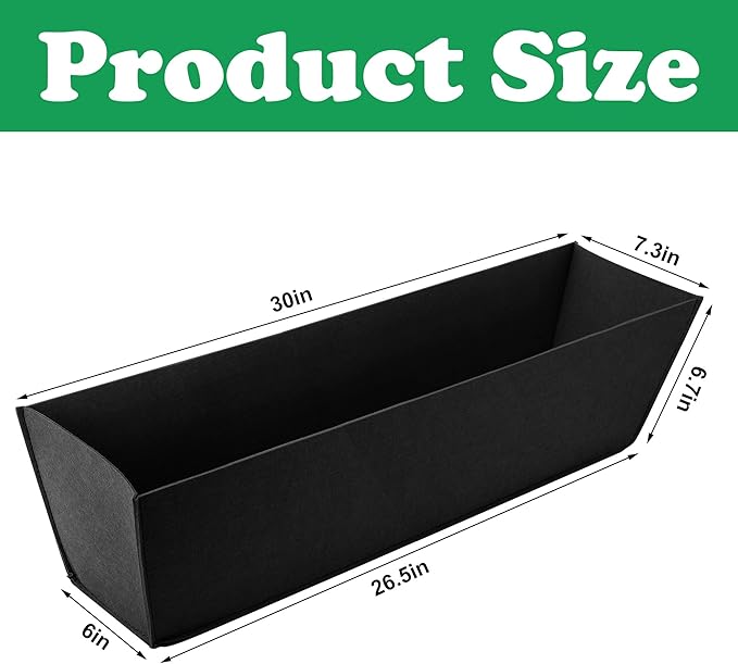 Adnee 4 Pcs 30 Inch Fabric Plant Window Box Liners-Rectangular Non-Woven Planter Basket Liner-Black Felt Flower Hanging Basket for Outdoor Garden Wall Hanging Planter Flower Vegetables