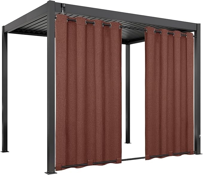 Easy-Going Linen Look Outdoor Curtains Waterproof Windproof Porch Curtains, Soft Thicken Outdoor Privacy Curtains for Patio, Gazebo, Grommet Top and Tab Bottom Drape, 1 Panel, 54x108 inch, Terra Red