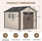 8x10 ft outdoor storage shed with floor, large on a desk or shelf